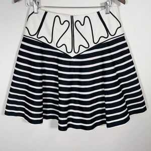 Anthropologie  Leifsdottir Knee Length Ruffle Striped Tiered Skirt